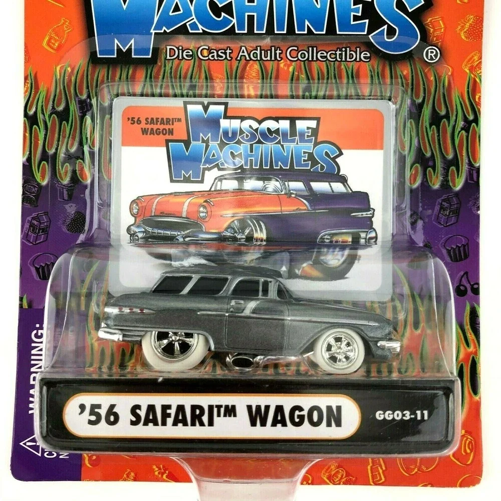 Muscle Machines 1956‎ '56 Pontiac Safari Wagon Metallic Gray Car Die Cast 1/64